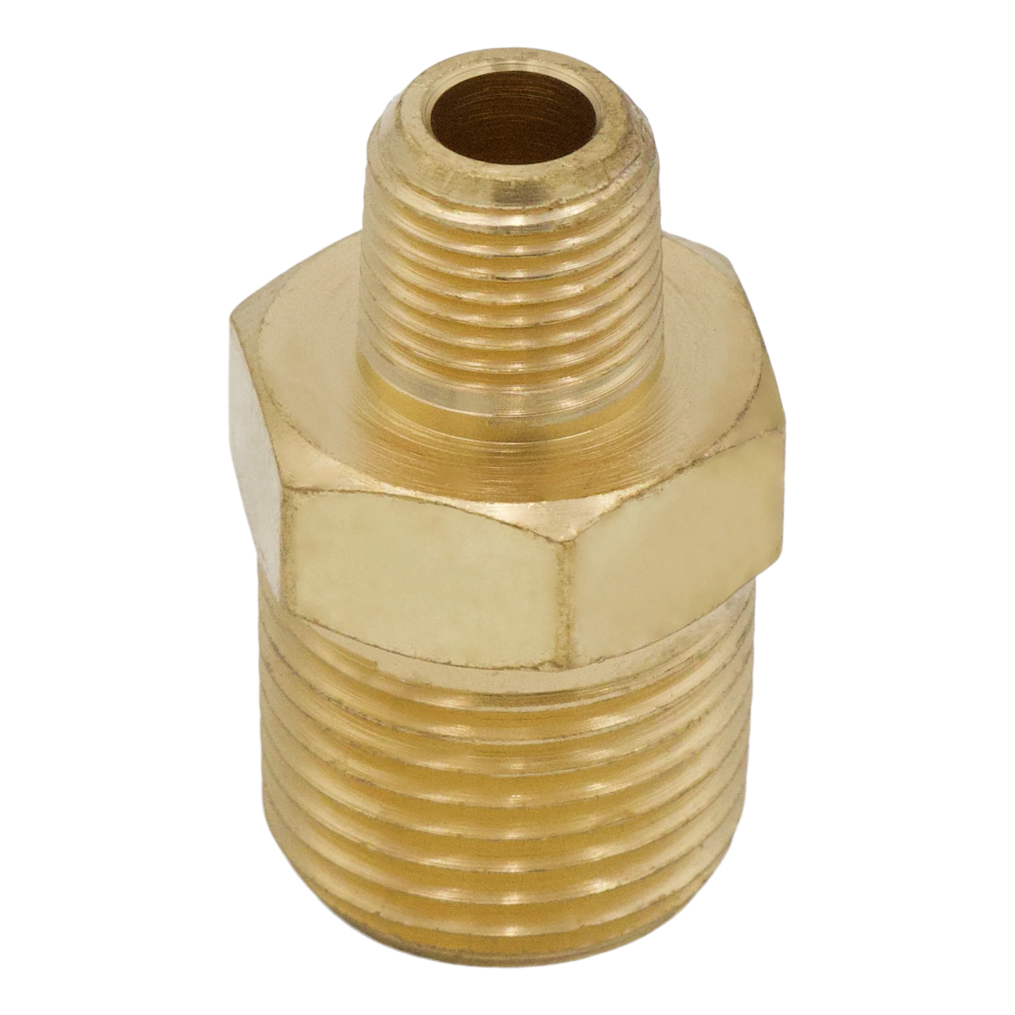 BRASS HEX NIPPLE 1/4 MPT X 1/8 MPT