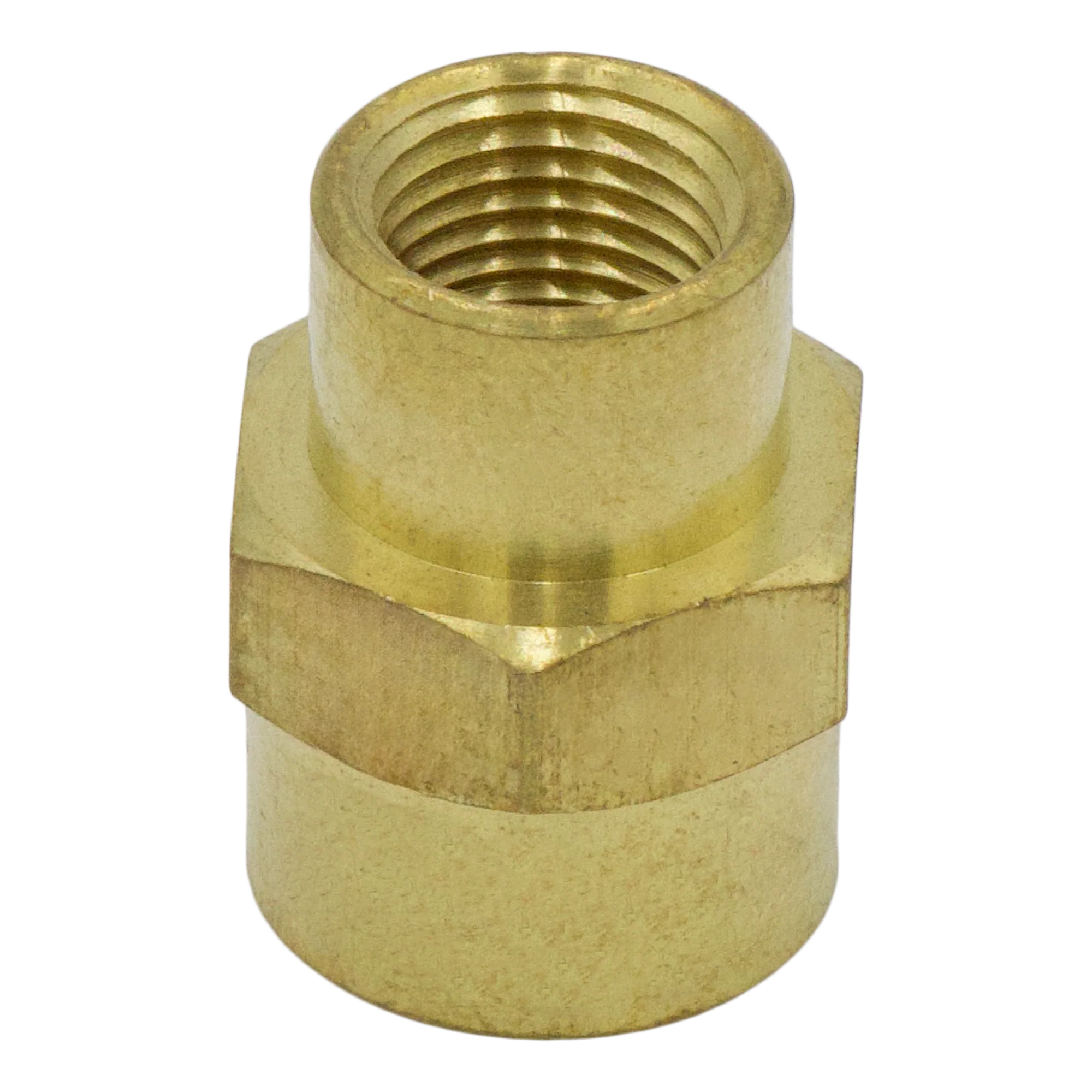 BRASS HEX COUPLER 1/4 FPT X 1/8 FPT
