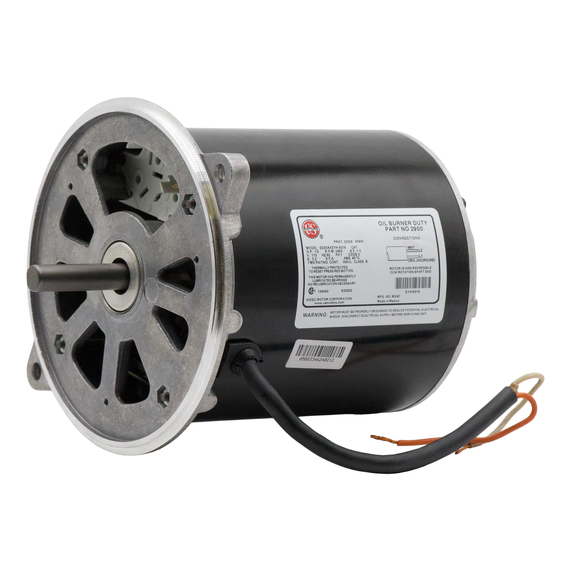 BURNER MOTOR 220V/60HZ, 1/7HP, 3450RPM W/ CAPACITR