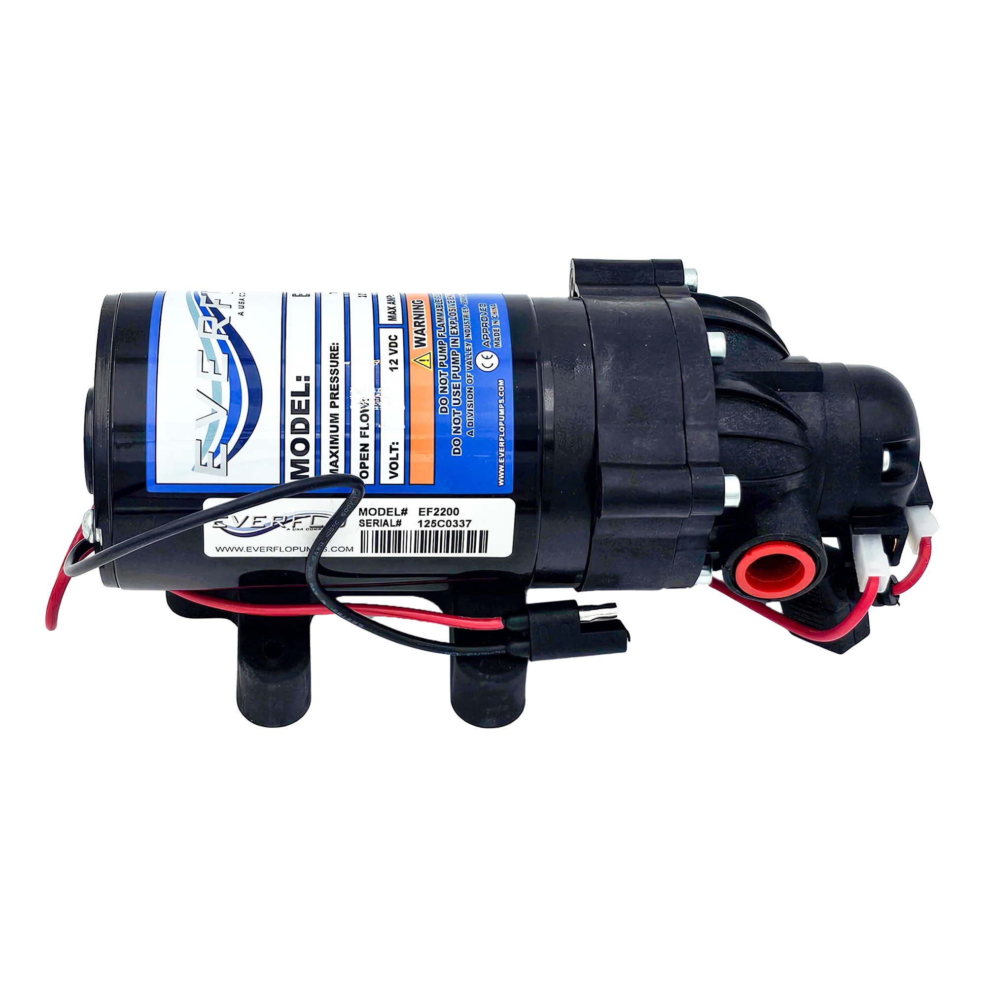 2.2GPM 70PSI 12V 8A EVERFLO Diaphragm Pump EF2200